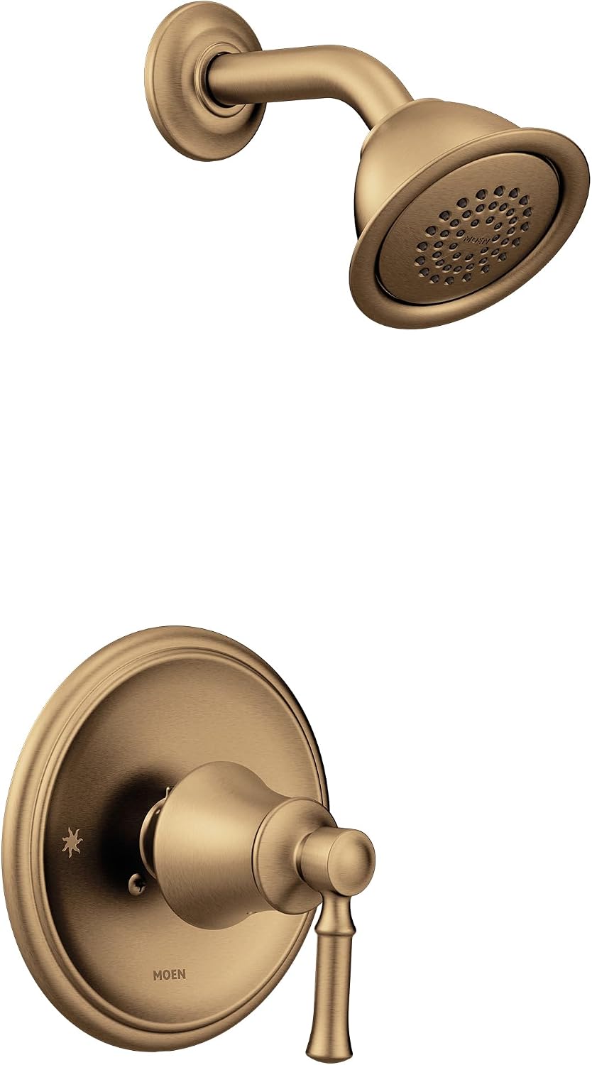 Moen Dartmoor Bronzed Gold Posi-Temp Bathroom Tub Faucet Trim Kit with Showerhead and Shower Handle, Valve Required, T2182BZG