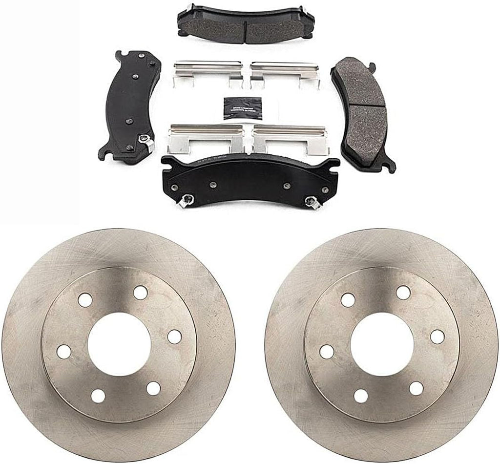 Front Brake Kit, Brakes and Rotors fits Chevy Silverado 1500 6.0L 2003 2004 2005 2006, fits Cadillac Escalade 6.0L 2002 2003 2004 2005 2006 12inch(304.7mm) Vented Brake Rotors Brake Pads 6pcs