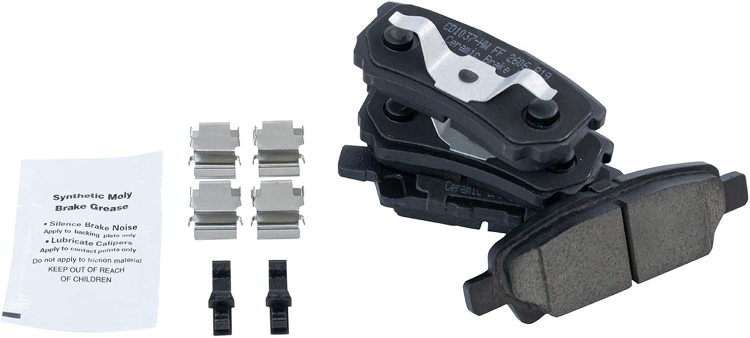 TRQ Performance Rear Brake Pad & Rotor Set Ceramic Drilled Coated Rotors Calipers Compatible with 07-10 Chrysler Sebring 11-14 200 08-14 Dodge Avenger 07-12 Caliber 07-17 Jeep Compass Patriot