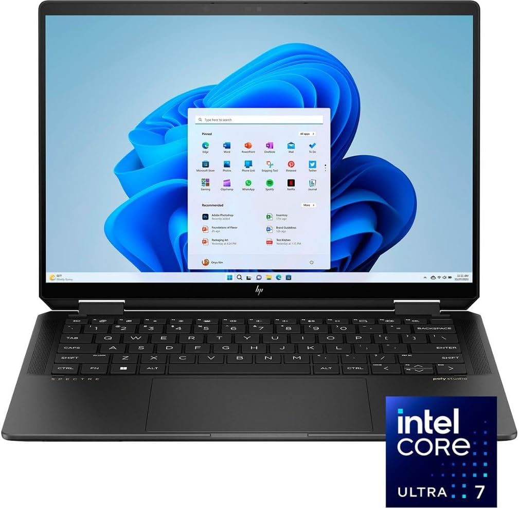HP Spectre x360 2-in-1 Laptop - 14' 2880x1800 Touch Intel Arc Graphics - Intel Evo Core Ultra 7 155H 16 Cores - 16GB LPDDR5 1TB SSD - Backlit KB FP Thunderbolt 4 9MP+IR Camera - Win11 Pro