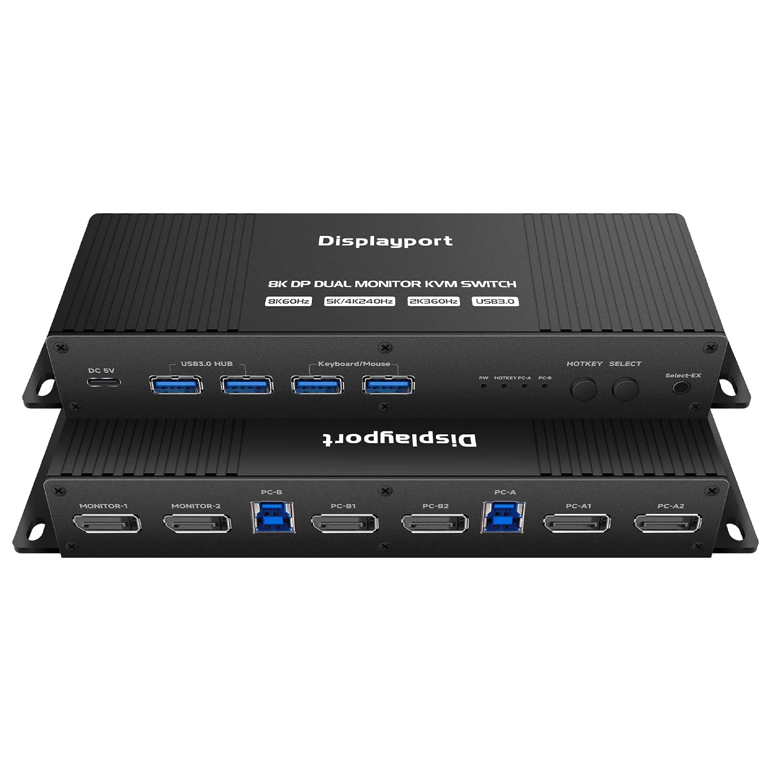 kvm Switch 2 Monitors 2 Computers Display Port 4k 240hz Hotkey Switching Dual Monitor Kvm switches displayport 1440P 120hz 144hz 165hz 240hz 2 Computer 2 Monitor Hotkey FreeSync G-SYNC