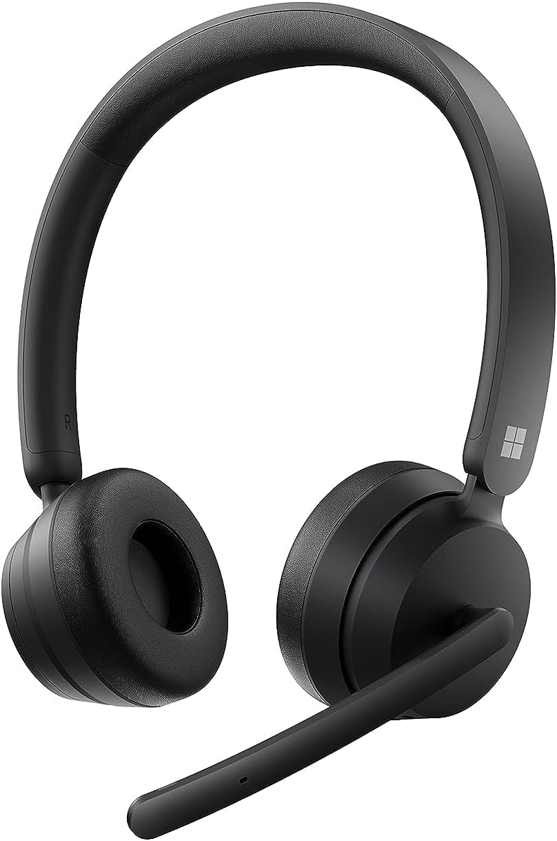Microsoft Modern - Wireless Headset,Comfortable Stereo Headphones with Noise-Cancelling Microphone, USB-A dongle, On-Ear Controls, PC/Mac - Certified for Microsoft Teams,Black