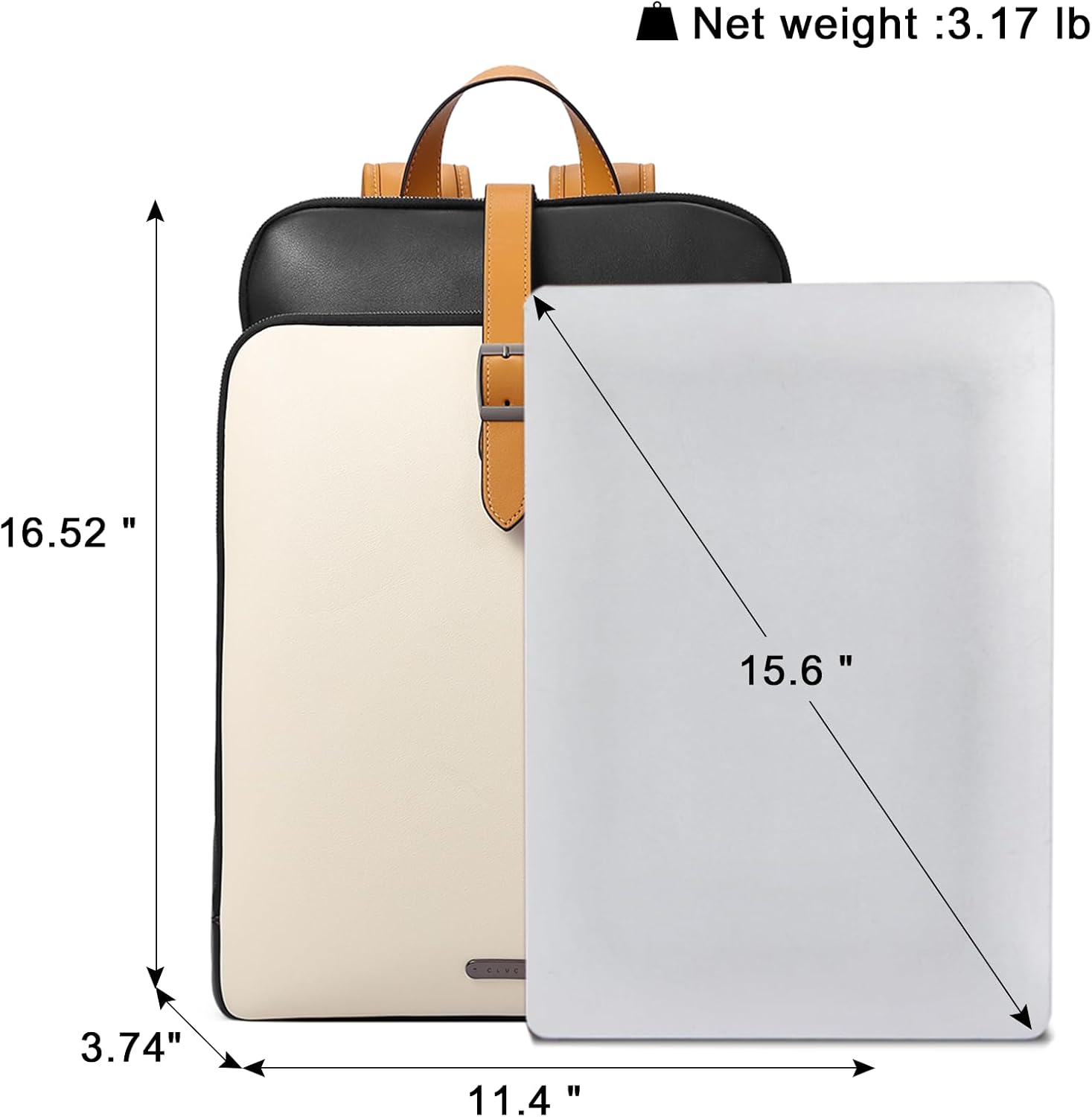 CLUCI Leather Backpack for Women, 15.6 inch Laptop Bag, Large Genuine Work Backpack Travel Back