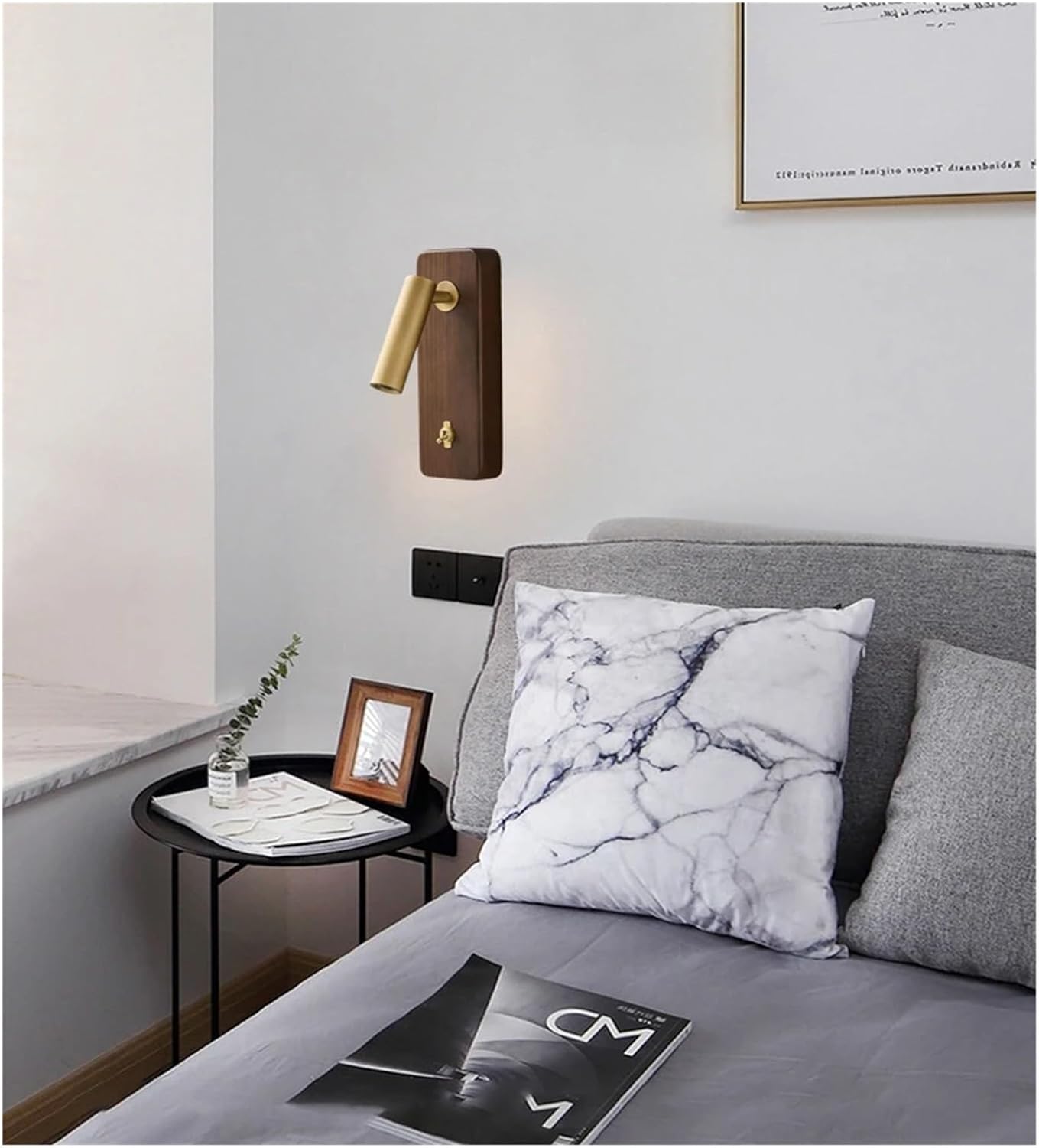with Switch Wall Lamp Gold Silver Brass Wooden Lighting Fixtures for Bedroom Reading Hotel Office E27 Bulb,Bathroom