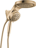 Delta 6-Setting HydroRain Premium 2-in-1 Dual Shower Head with ProClean Spray, Gold High Pressure Shower Head with Handheld Spray, 1.75 GPM Flow Rate, Lumicoat Champagne Bronze 56000-CZ-PR25