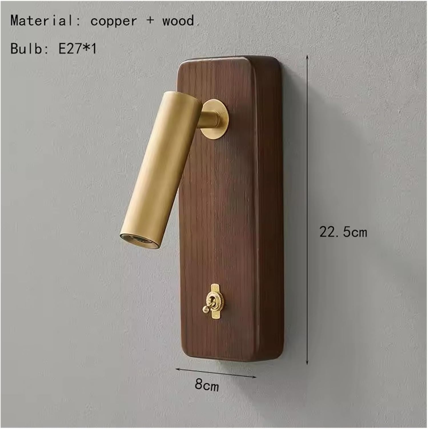 with Switch Wall Lamp Gold Silver Brass Wooden Lighting Fixtures for Bedroom Reading Hotel Office E27 Bulb,Bathroom
