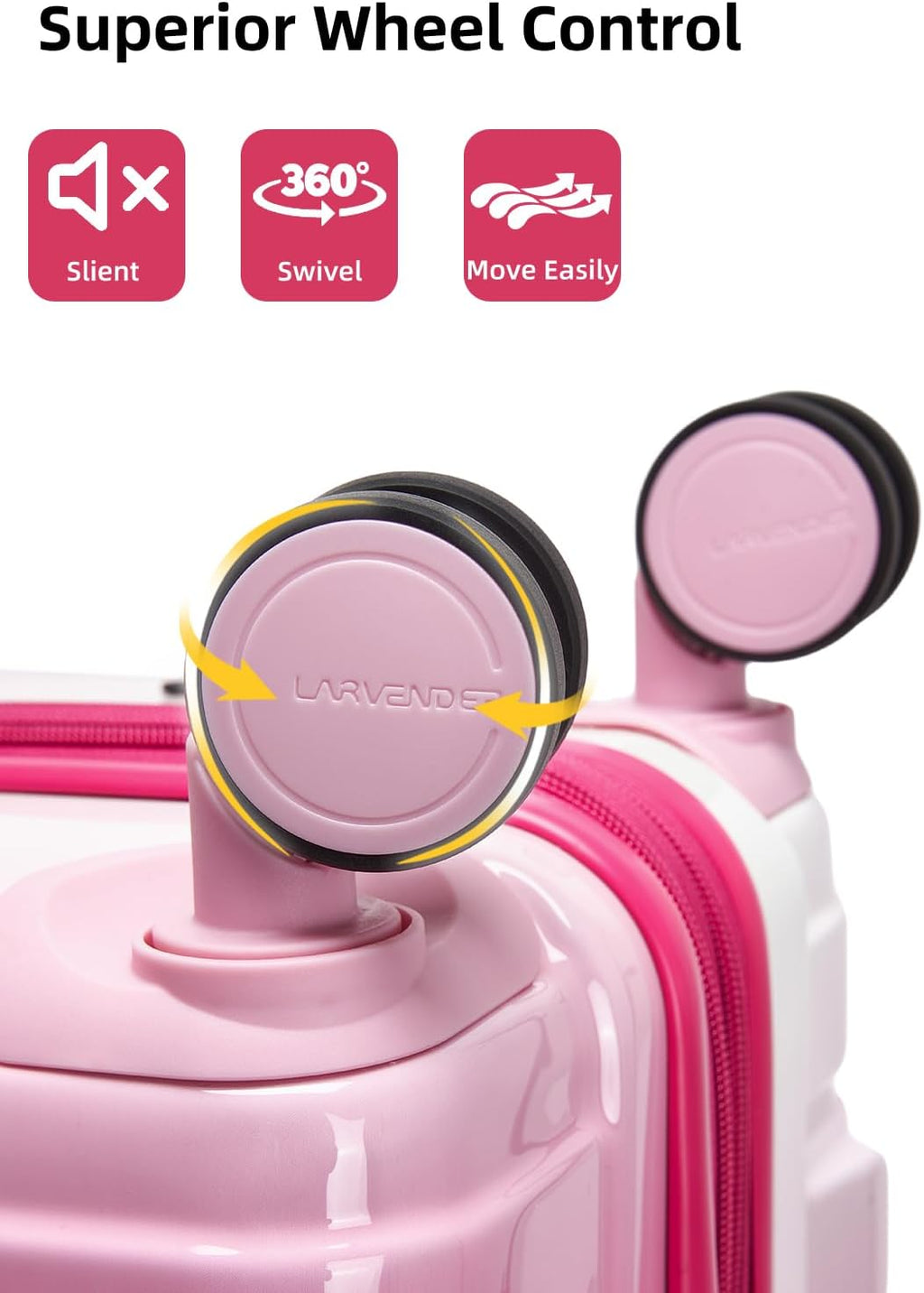 LARVENDER Luggage Sets 6 Piece Hardside Expandable Suitcase with Wheels TSA Lock Double Spinner Wheels, PC+ABS Multicolor Lightweight Travel Luggage Sets for Women, Berry Sparkling