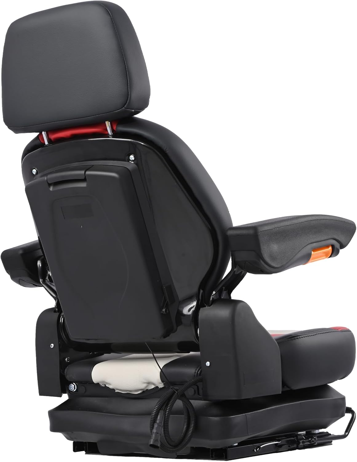 Universal Lawn Mower Seat,Highback Low Suspension Forklift Seat with Adjustable Headrest,Adjustable Armrests Shock Absorber Heavy Duty Seat for Zero Turn Mower/Excavator/Harvester/Tractor