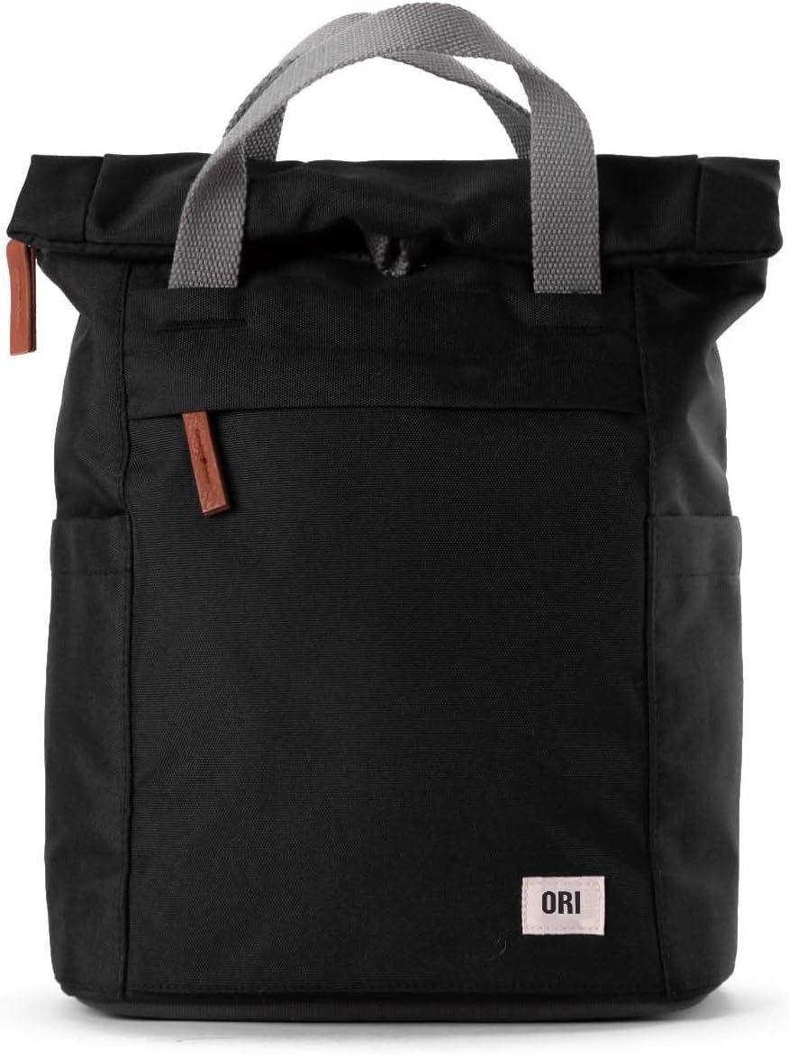 ORI LONDON Travel Backpack - Large Water-Resistant Nylon Rolltop Laptop Backpack for Men & Women - The Finchley - Ash