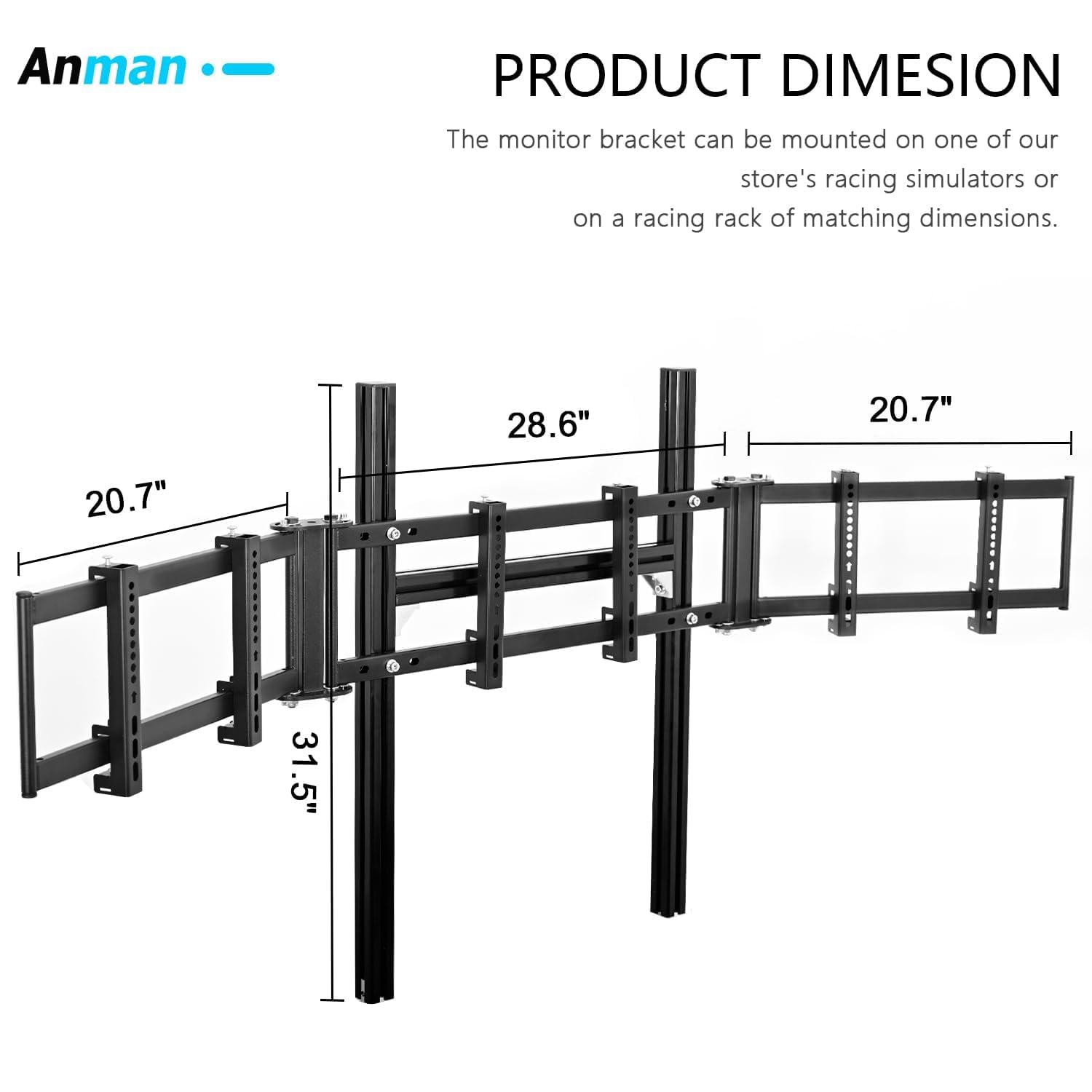 Anman Racing Simulator Cockpit Monitor Stand Fit for Logitech G29 G923, for Thrustmaster T248, for Fanatec Only Suitable Aluminum Racing Cockpit Without Wheel,Pedal