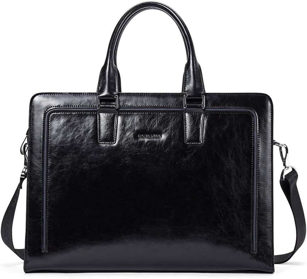 BOSTANTEN Women Genuine Leather Briefcase Tote Business Vintage Handbag 15.6' Laptop Shoulder Bag Brown