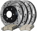 Front and Rear Side Drilled Slotted Ceramic Power Disc Set Kit Brake Rotors and Pads for Chevy for Astro 2003-2005 for Tahoe 2000-2001 for Silverado 1500 1999-2006 & Classic 2007