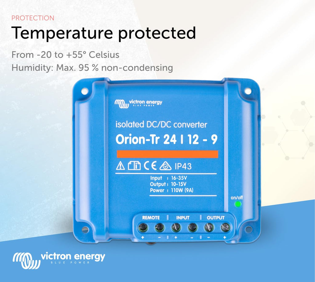 Victron Energy Orion-Tr DC to DC Converter - 24/12-Volt 9 amp 110-Watt - IP43 Protected - for Dual Battery Systems - Isolated