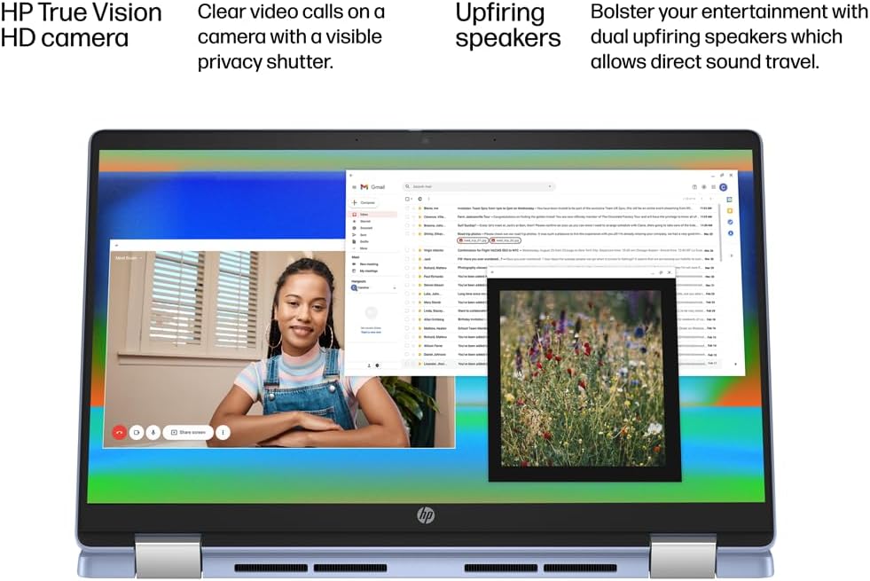HP Chromebook X360 14b 2-in-1 Laptop (14' FHD Touchscreen, Intel N100, 4GB RAM, 128GB Storage (64GB eMMC + 64GB SD Card)) Home & Student, Long Battery Life, Wi-Fi 6, Webcam, IST Pen & HUB, Chrome OS