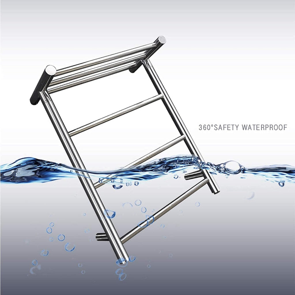 Towel Warmer 304 Stainless Steel Bathroom Toilet Heated Towel Rail Wall Mounted Electric Heating Towel Drying Rack Silver (Silver-Hard Wired