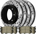 Front and Rear Side Drilled Slotted Ceramic Stop Power Disc Set Kit Brake Rotors and Pads for Chevy for Silverado 2500HD 2001-2006,for GMC for Sierra 2500HD 2001-2006