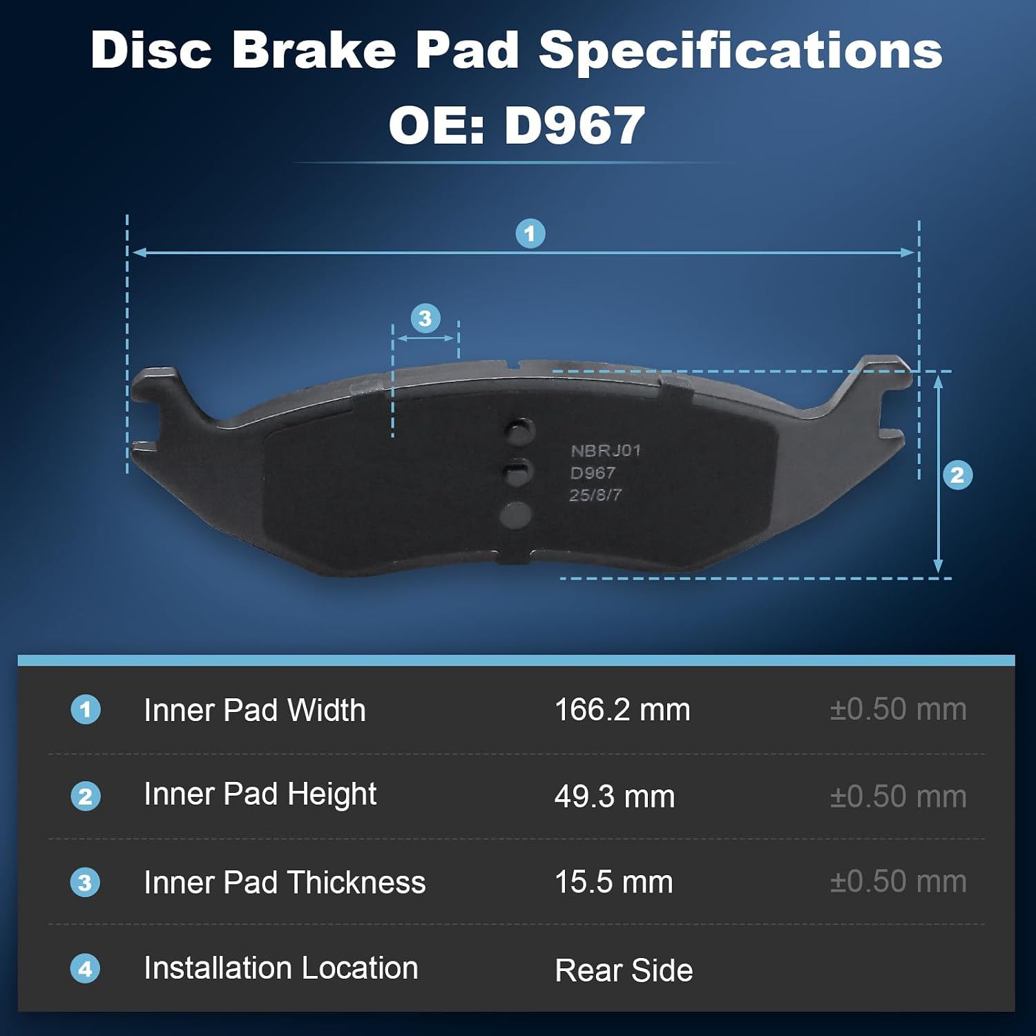Rear Drilled and Slotted Disc Brake Rotors & Ceramic Brake Pads Kit Fit for Chrysler 2007-2009 Aspen; for Dodge 2004-2009 Durango, 2005-2010 Ram 1500; for Ram 2011-2018 1500#53006 D967