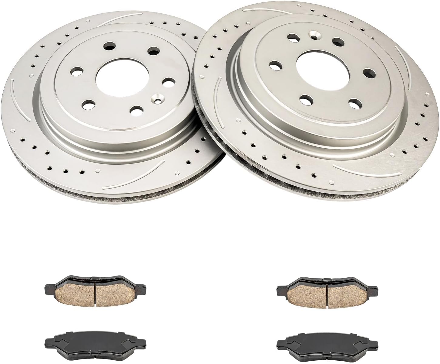 KAX Rear Brake Kit Fit for Cadillac SRX 2010-2016, Saab 9-4X 2011, 12.4inch | Brake Rotors Pads Kit, #55176+D1337 Rear Brakes