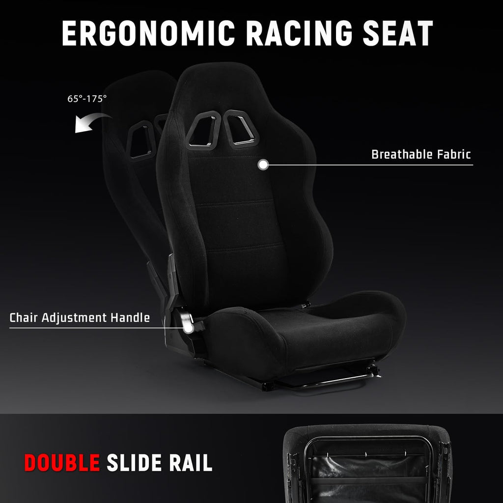 Dardoo Racing Simulator Cockpit with Triple Monitor Stand and Black Seat Fit for Logitech G29 G920 G923, for Thrustmaster T300RS, for Fanatec CSL-DD, No Steering Wheel Pedal or Shifter