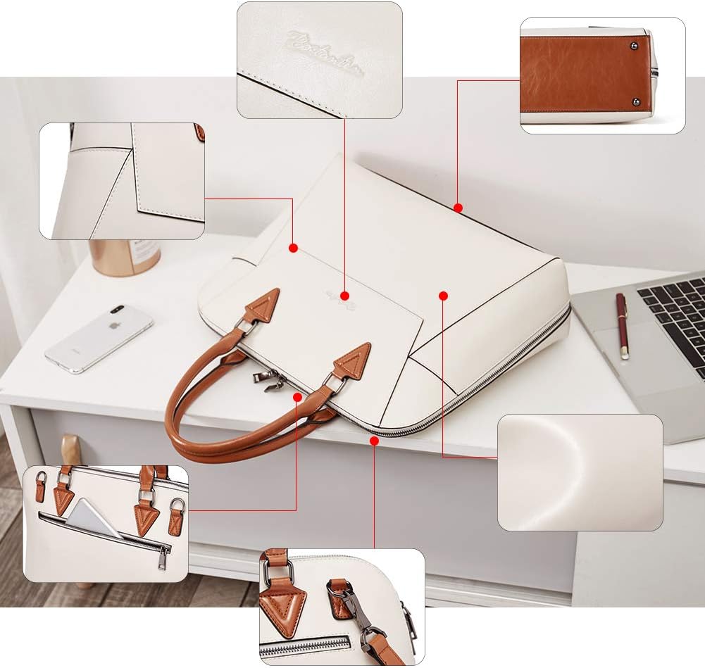 BOSTANTEN Briefcase for Women Leather 15.6 inch Laptop Shoulder Bag Office Work Crossbody Handbag