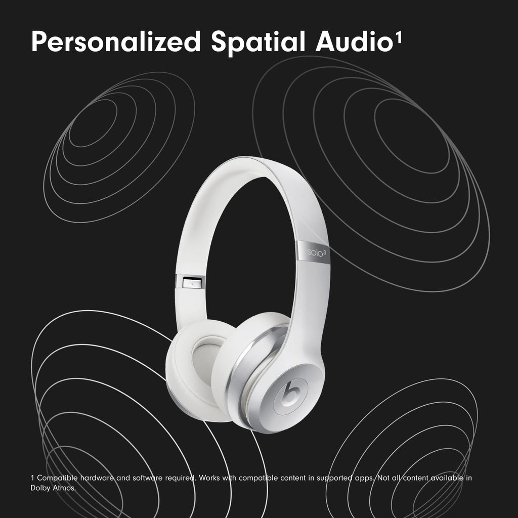 Beats Solo3 - Wireless Bluetooth On-Ear Headphones, Apple & Android Compatible, Up to 40H of Battery Life - Silver (Latest Model)