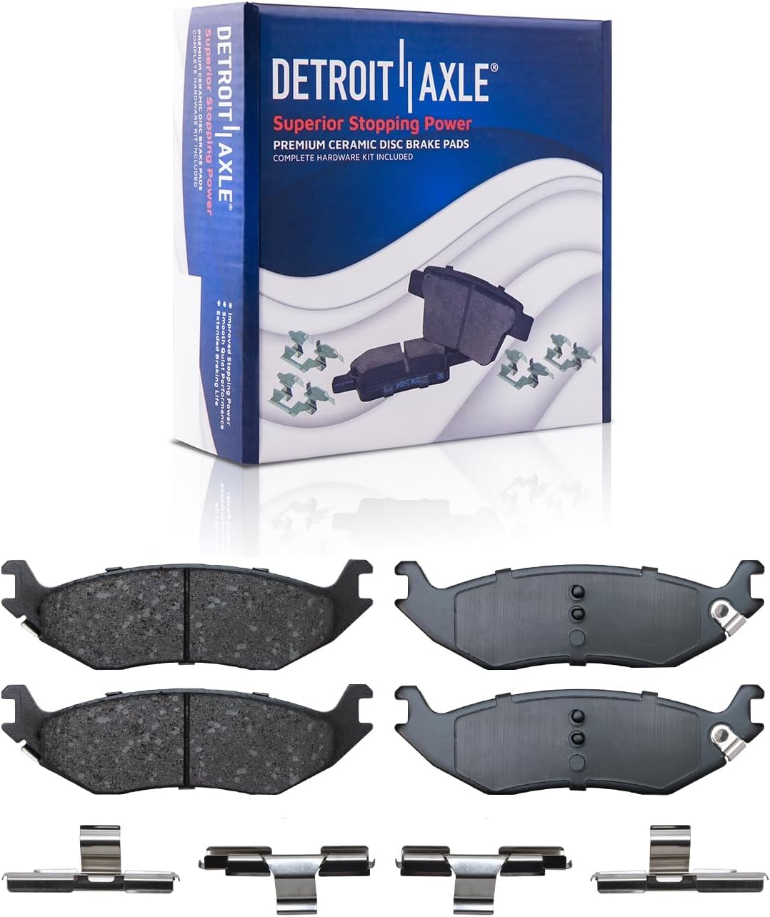 Detroit Axle - Wheel Bearing Hubs Brake Kit for 2002-2005 Dodge Ram 1500 [5 Lug] Front Rear Disc Brake Rotors Ceramic Brakes Pads Front Wheel Bearing Hubs 2003 2004 Replacement