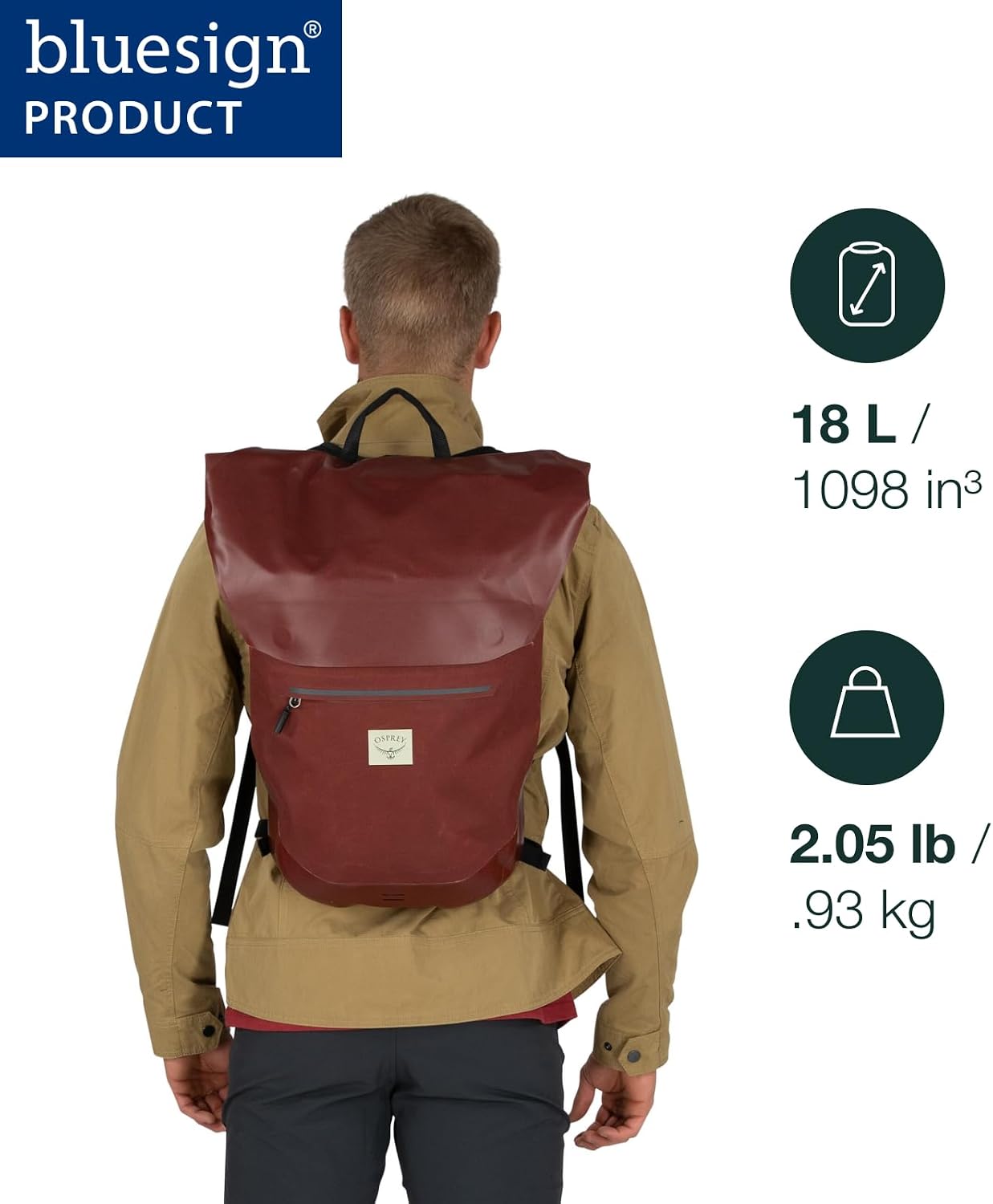 Osprey Arcane Roll Top 18L Waterproof Laptop Backpack, Pine Leaf Green