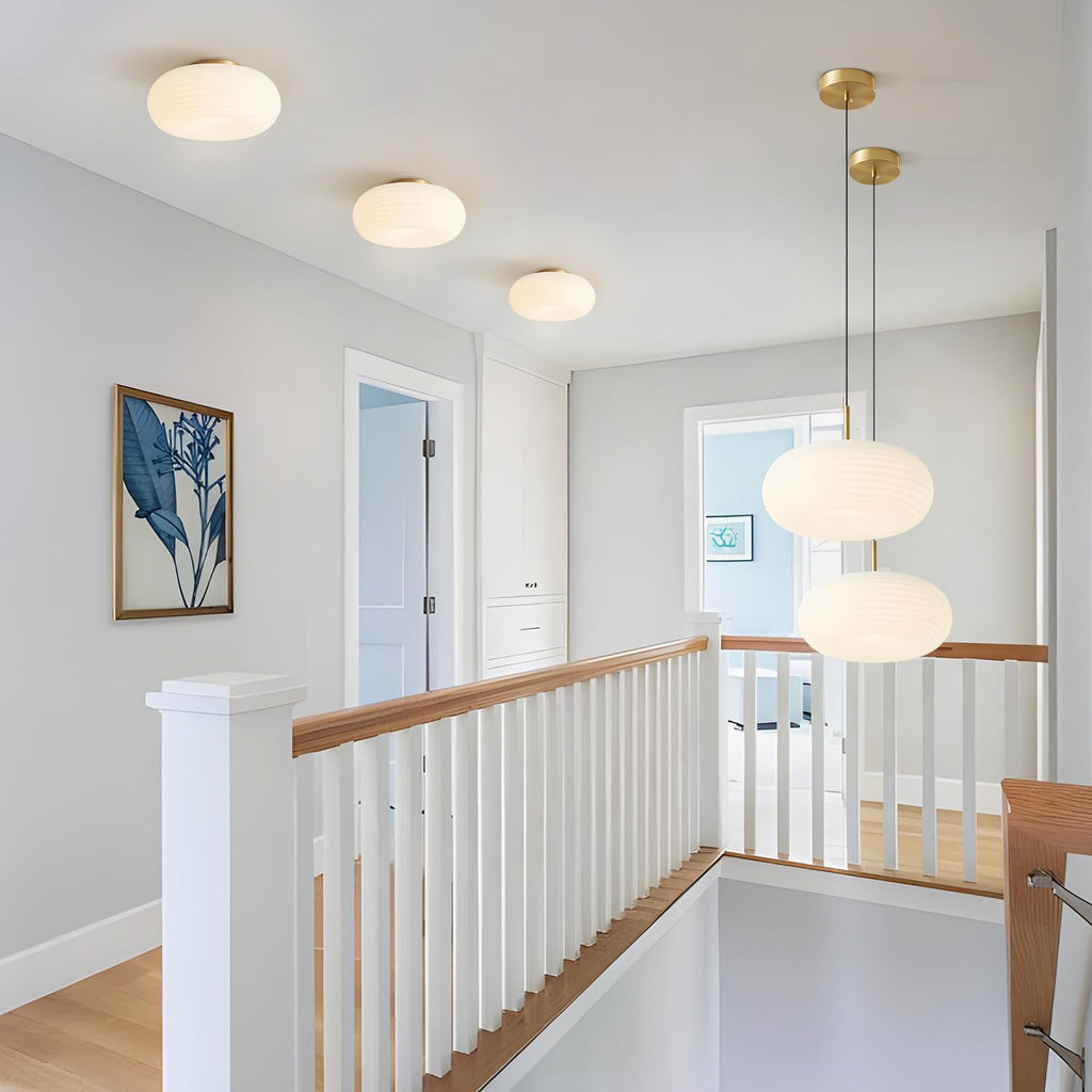 Modern Gold Globe Pendant Light Mid Century Brass Hanging Light Fixture Farmhouse White Round Dimmable Pendant Lighting Kitchen Island with Remote Control 3000K-6000K MPL02-35G-2 (2 Pack)