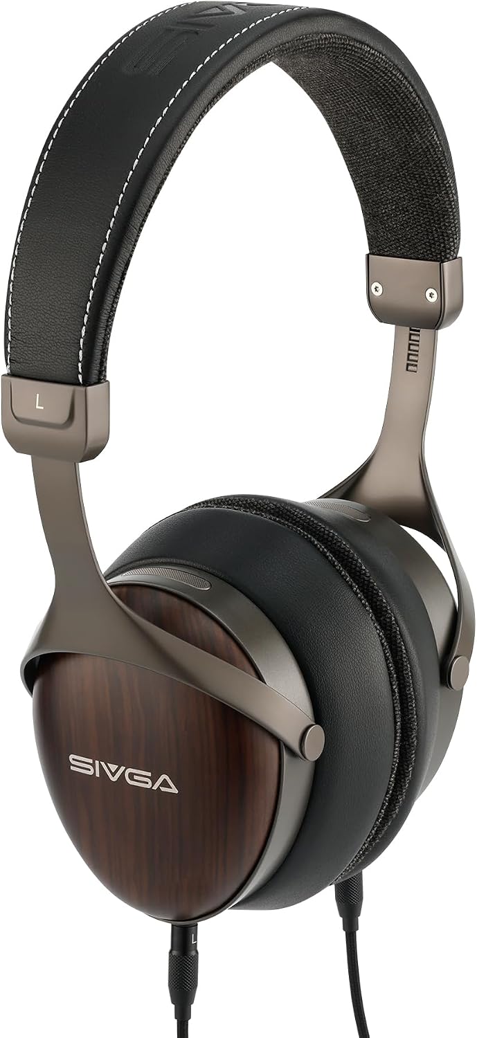 SIVGA SV021 Pro HiFi Wooden Closed-Back Over-Ear Wired Headphones with 50mm Dynamic Driver, Detachable Cable (Zebrawood)