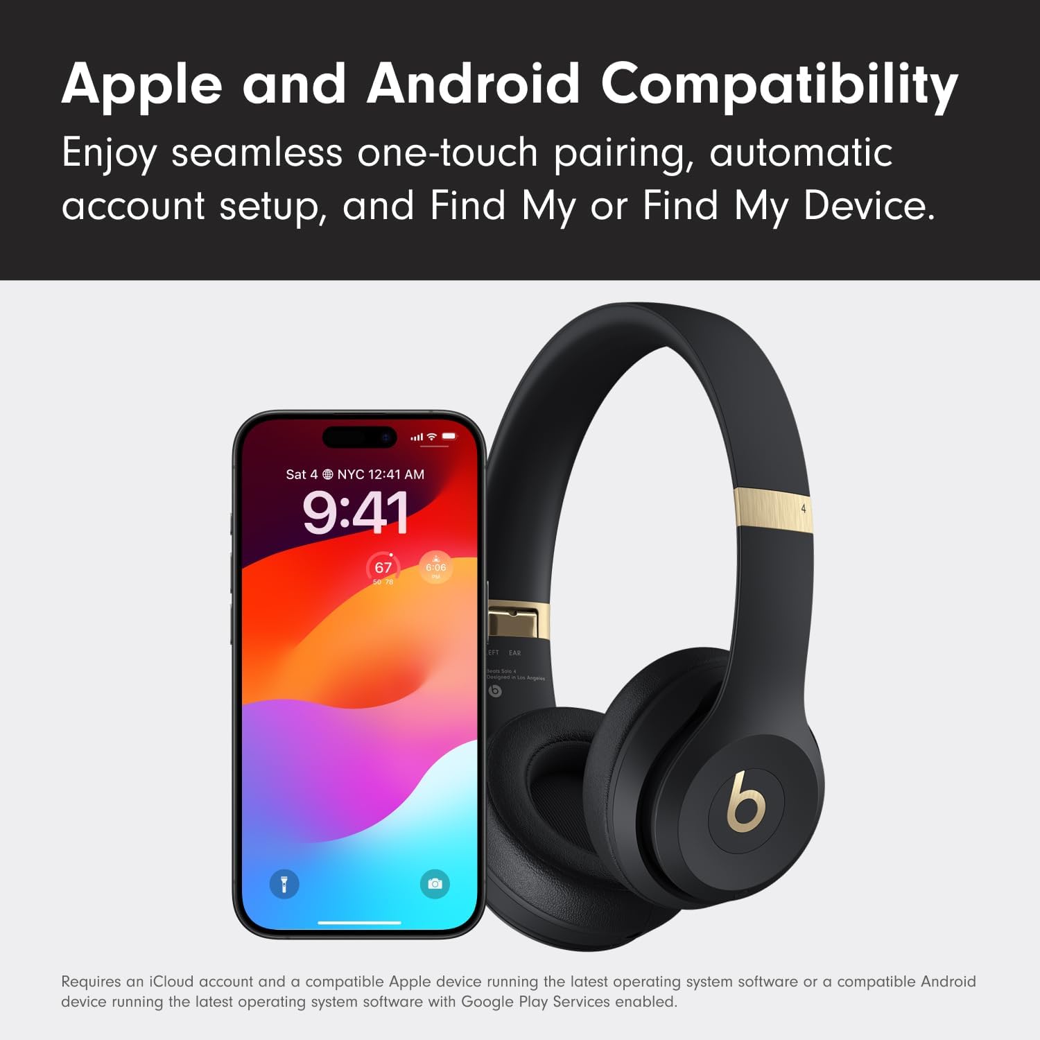 Beats Solo 4 with AppleCare+ for Headphones (2 Years) - Black & Gold