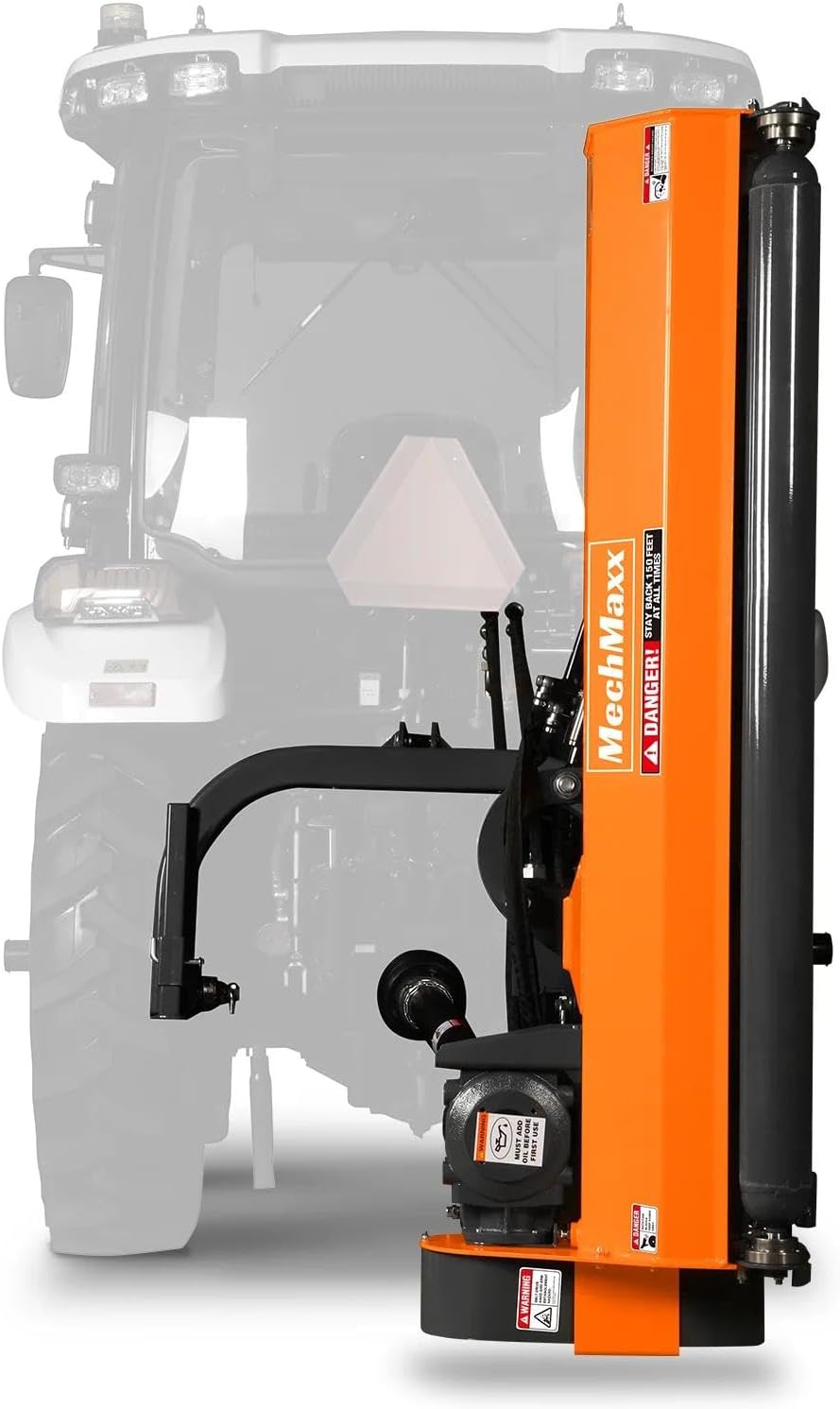 MechMaxx 65' Inch PTO Drive 3 Point Hitch Offset Flail Ditch Bank Mower for 30-60HP CAT 1 Tractor, 85'' Offset Distance,60°/90° Rotation Angle, 28 Hammers, Model VAM65
