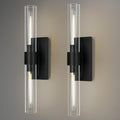 Black Wall Sconces, 22.8' Bathroom Sconces, Sconces Wall Lighting 2-Light, Bronze Wall Sconces Set of Two, Vanity Lights Tube Sconce, Glass Wall Sconce for Living Room, Bedroom, Hallway
