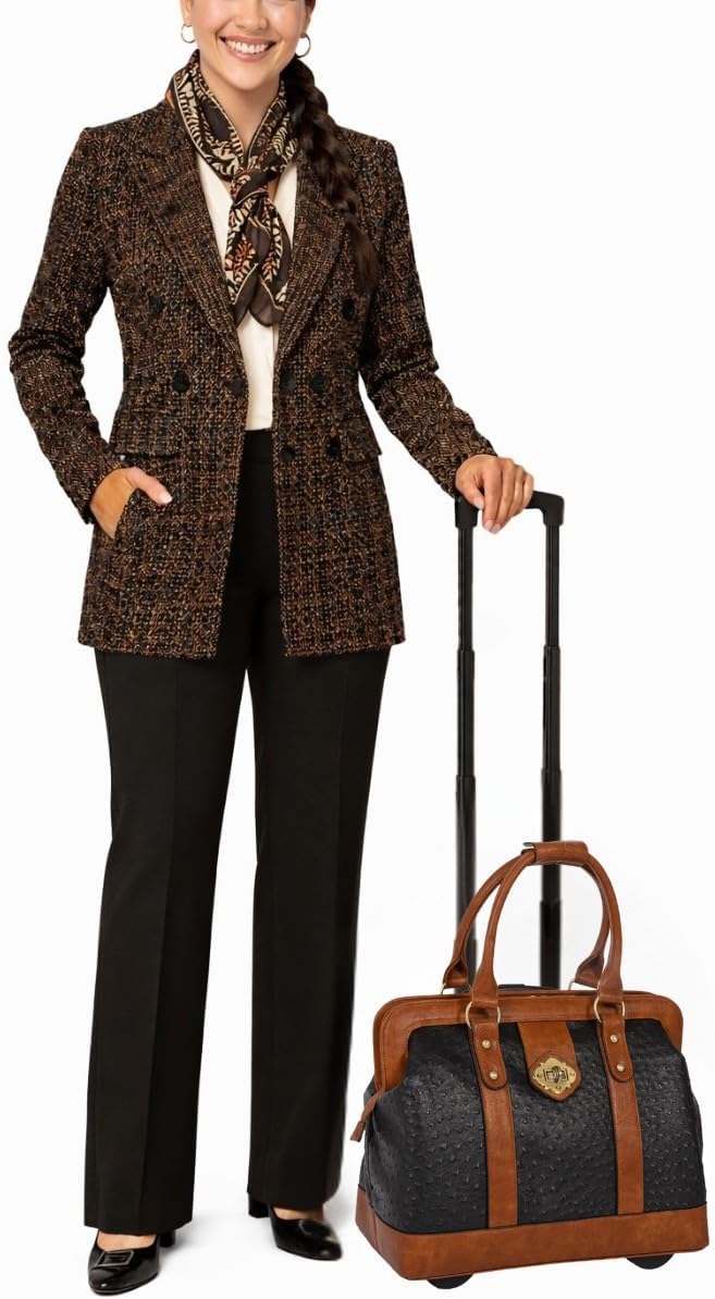 JKM & Company Rolling Laptop Bag for Women | Designer Wheeled Briefcase | Fits 13-17' Laptops | Office Travel Computer Case