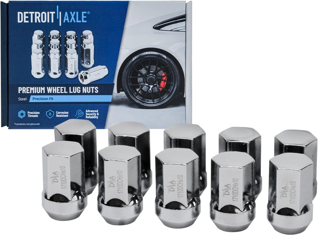 Detroit Axle - Front Brake Kit for 2006-2009 Dodge Ram 1500 [5-Lug] Disc Brake Rotors Ceramic Brakes Pads 10pc Wheel Lug Nuts 2007 2008 Replacement