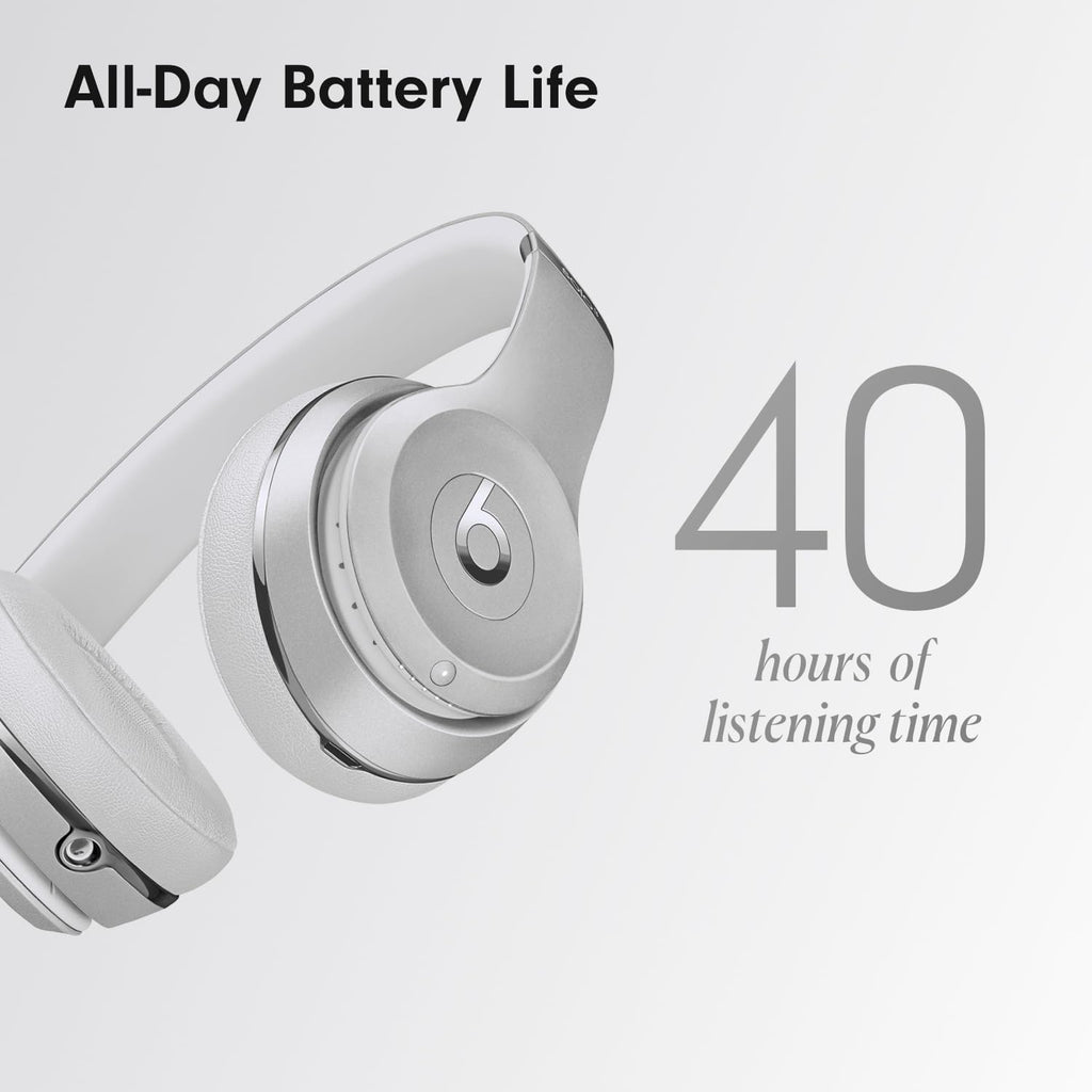 Beats Solo3 - Wireless Bluetooth On-Ear Headphones, Apple & Android Compatible, Up to 40H of Battery Life - Silver (Latest Model)