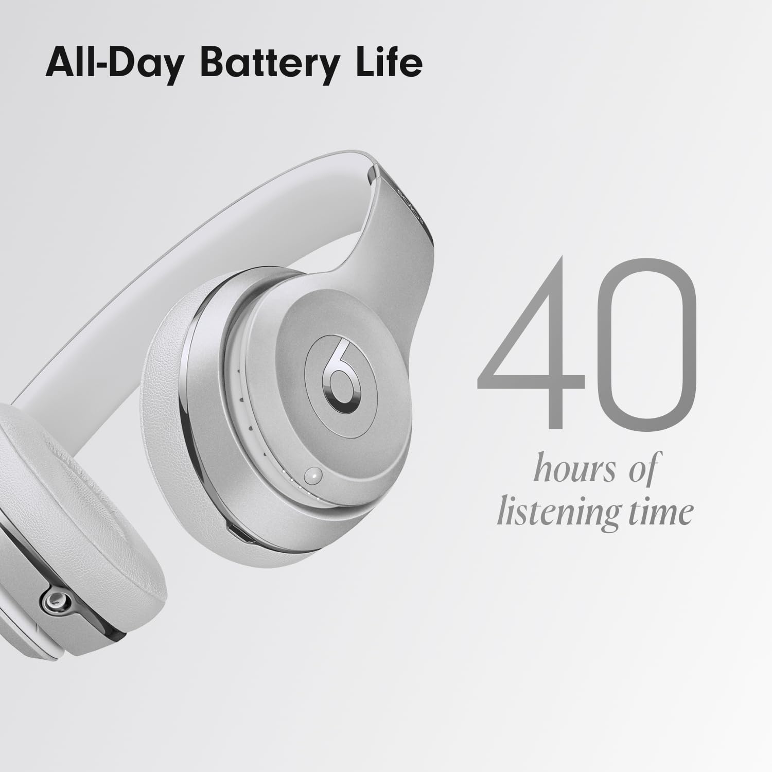 Beats Solo3 - Wireless Bluetooth On-Ear Headphones, Apple & Android Compatible, Up to 40H of Battery Life - Silver (Latest Model)
