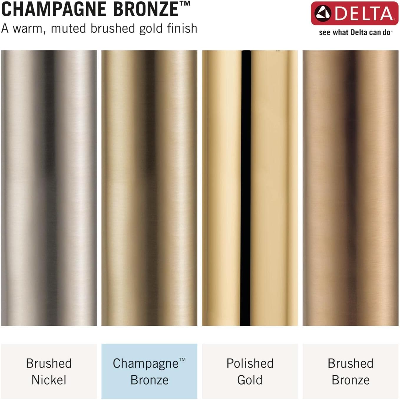 Delta -Faucet Rain Shower Head, Rainfall Shower Head, Gold Shower Head Rainfall, Metal Shower Head, Ceiling Mount Shower Head, Lumicoat Champagne Bronze (Shower Arm Included)