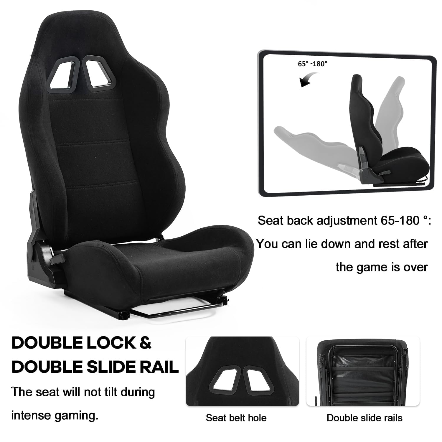 Anman Racing Simulator Cockpit with Monitor Stand and Seat Fit for Logitech G29 G920 G923, for Thrustmaster T248 T300, for Fanatec CSL DD, for Moza Wheel Shifter Pedals NOT Included