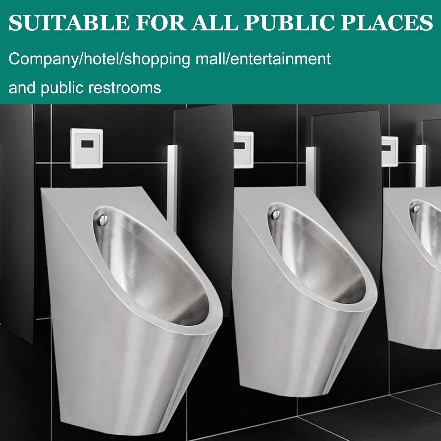304 Stainless Steel Urinal, Wall Mounted Men's Bathroom Urinal, Commercial Men's Adult Urinal Bathroom Toilet,for Bathrooms, Hotels, Shopping,Gold,Silver