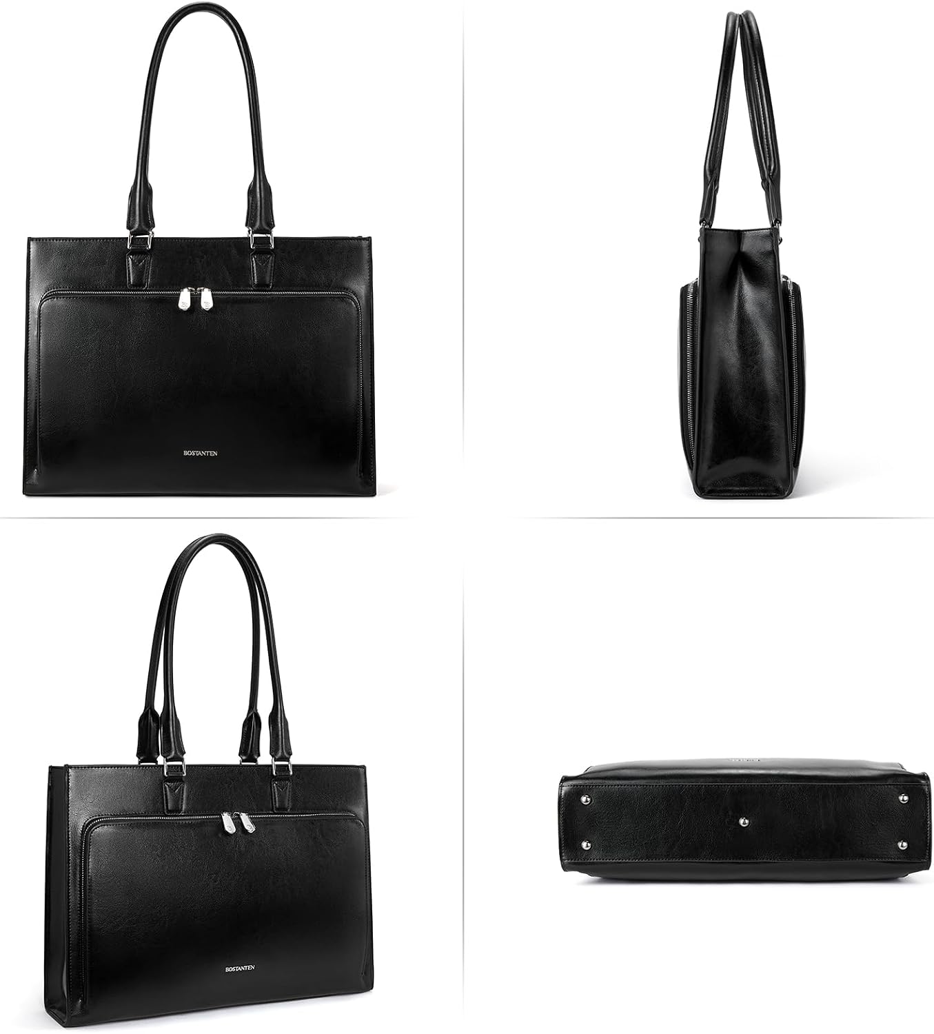 BOSTANTEN Leather Briefcase for Women Vintage 15.6 inch Laptop Bag for Women Business Tote Shoulder Handbag