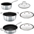 6-Piece Hybrid Pot & Lid Cookware Set, Tri-Clad Stainless Steel & PFAS-Free Ceramic Nonstick, Metal Utensil Safe, All Cooktops & Oven Safe - 6 Pcs Pot + Lids Set
