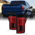 AKKON - For 2015-2017 Ford F150 Full LED Daytime Running Lamp Bar Tail Lights Chrome Housing Red Clear Lens Full Set