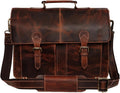 RUSTIC TOWN Handmade Leather Shoulder Briefcase Messenger Bag Mens 16 inch Laptop Satchel