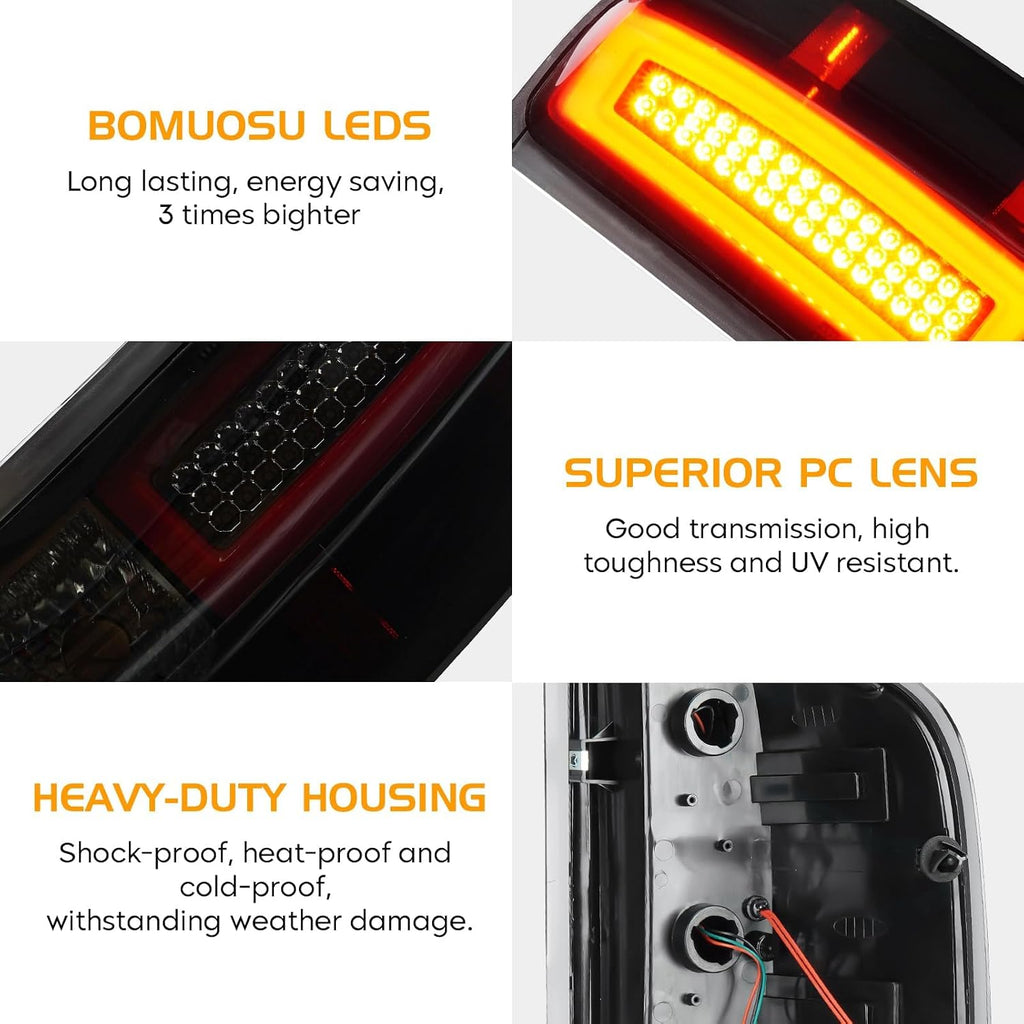 LED Tail Light + 3rd Brake Light Assembly for Chevy Chevrolet Silverado 1500 2500 HD 3500 HD 2007-2014, for GMC Sierra 3500 HD 2008-2014 with Dual Wheel Only, Smoke Lens 3Pcs