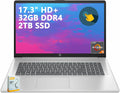 HP 17 Business Laptop | 17.3' HD+ Touchscreen | AMD 6-Core Ryzen 5 7430U (> i7-1255U) | 32GB DDR4 2TB SSD | Privacy Camera Type-C Fast Charge Long-Lasting Battery Win11 w/DLCA Accessory