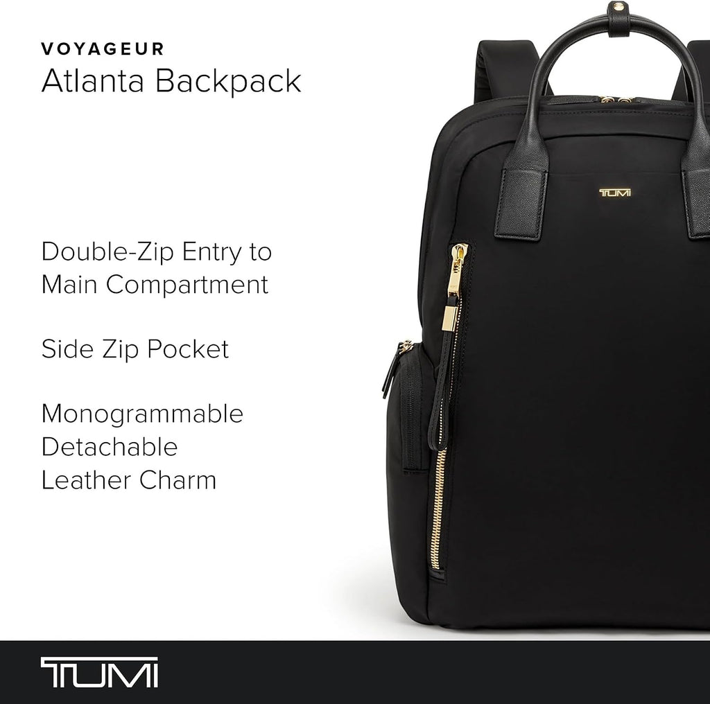 TUMI - Voyageur Atlanta Backpack - Travel Backpack for Women - For Business, Commute - Holds Up to 17' Laptop - Black - Gold Hardware