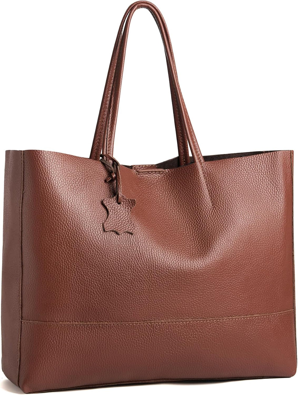 Italian Leather Tote Bag for Women - Large Shoulder Shopper, Fits 16' Laptop, Keychain Holder, Made in Italy