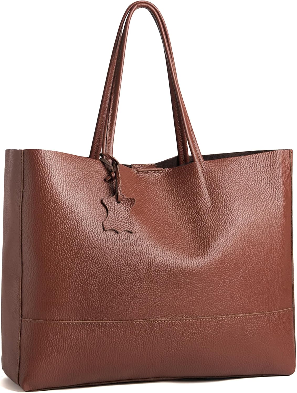 Italian Leather Tote Bag for Women - Large Shoulder Shopper, Fits 16' Laptop, Keychain Holder, Made in Italy