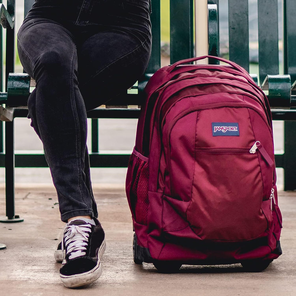 JanSport Driver 8 Rolling Backpack - Wheeled Travel Bag with 15-Inch Laptop Sleeve, One Size, 70S Space Dye Fresh Mint