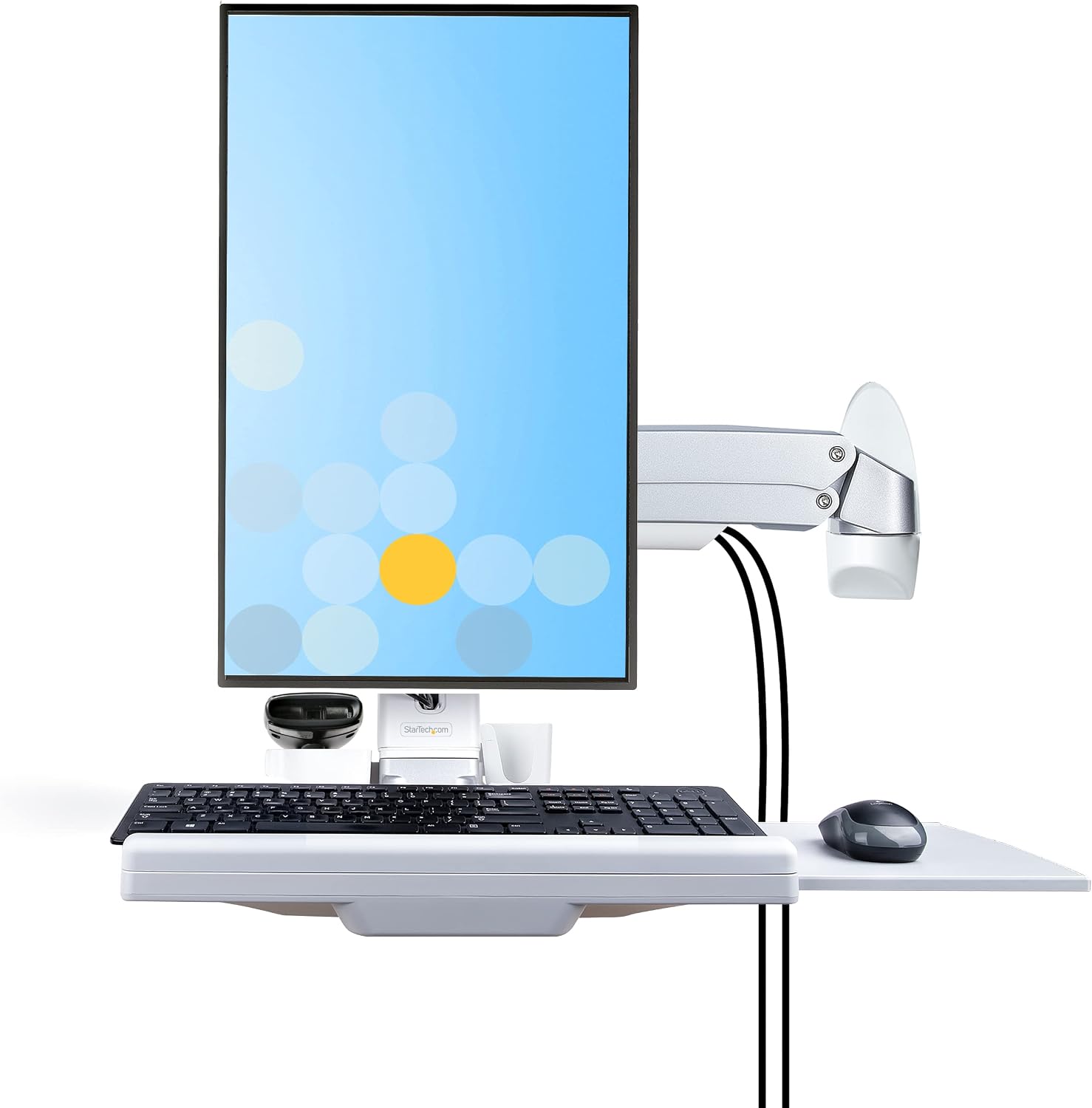 StarTech.com Wall Mount Workstation, Full Motion Sit Stand Desk w/Height Adjustable VESA Monitor Arm & Keyboard Tray, Ergonomic Wall Mounted Computer Workstation, Single Display, TAA